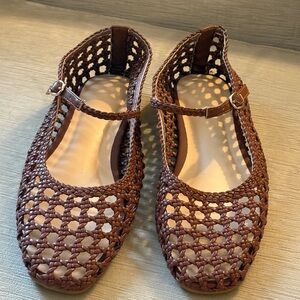 Woven Mary Jane flats